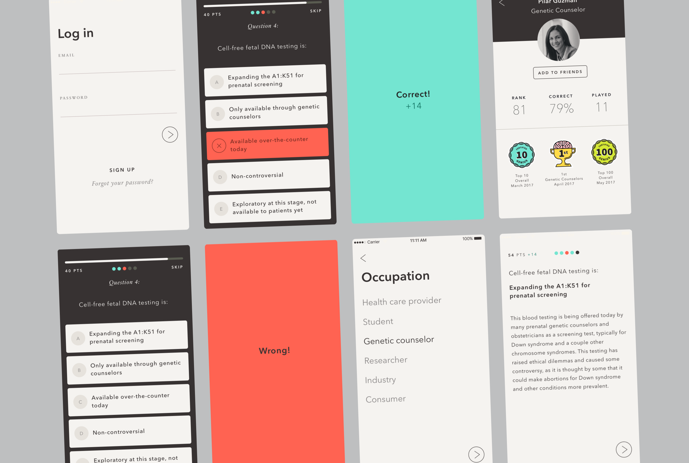 Genome Genius app screens